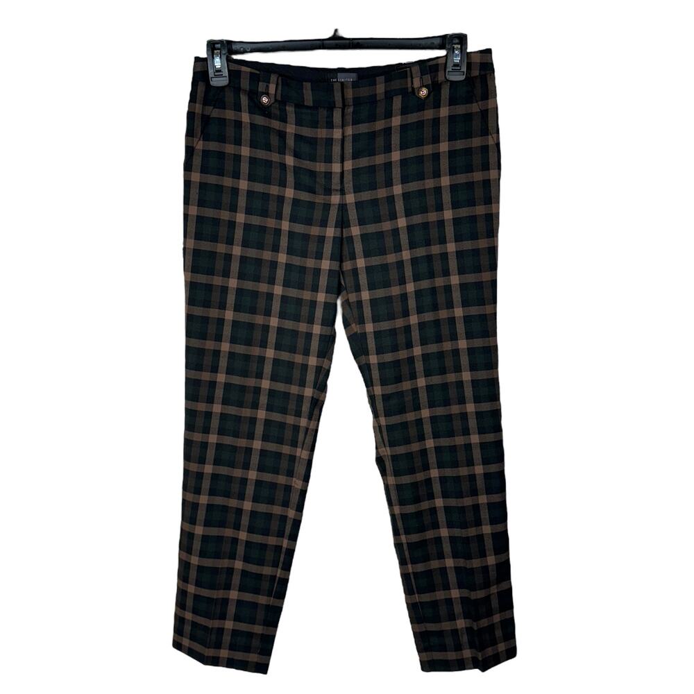 The Limited SZ 8 Ankle Pencil Dress Pants Plaid Pockets Low Waist Career Multi